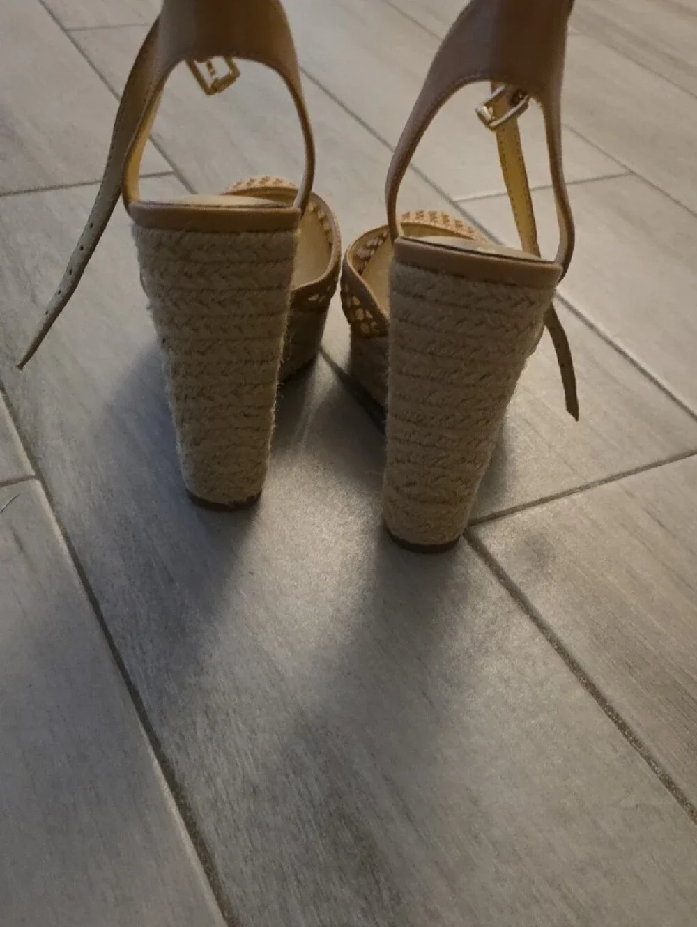 JESSICA SIMPSON Tan Wedges Woven Espadrille Wedge Slingback - Women